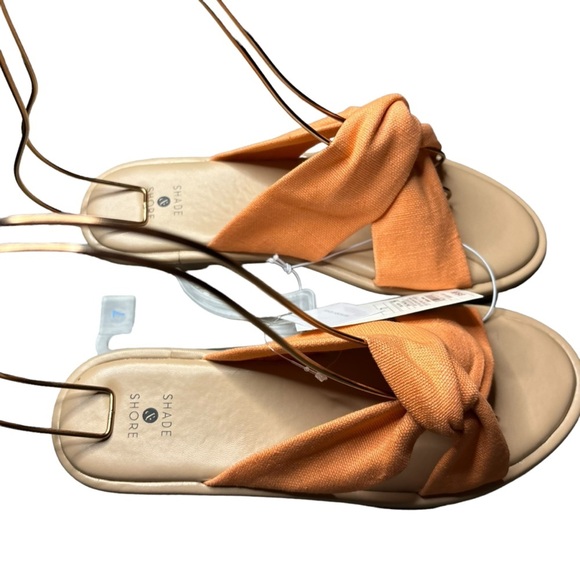 Shade and Shore Slip On Flat Sandal w/Memory Foam-Orange/Tan NWT Size 7 - Picture 7 of 12